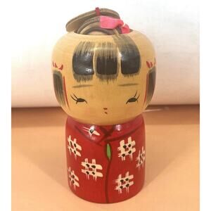 Vintage Asakus Kokeshi Doll Signed Torao Hosaka Hand Carved Painted Unique Piece